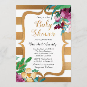 Faux Foil et Flowers Baby showers Invitations