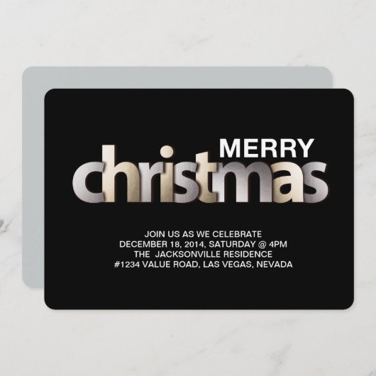 faux foil fête de Noël invitation (Devant / Derrière)