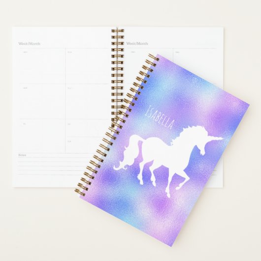 Faux Foil Specialized White Unicorn Silhouette Planner (Display)