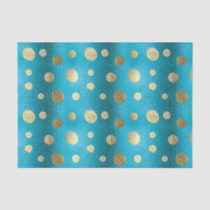 Faux Foil Turquoise & Gold Polka Dots Tissuepapier