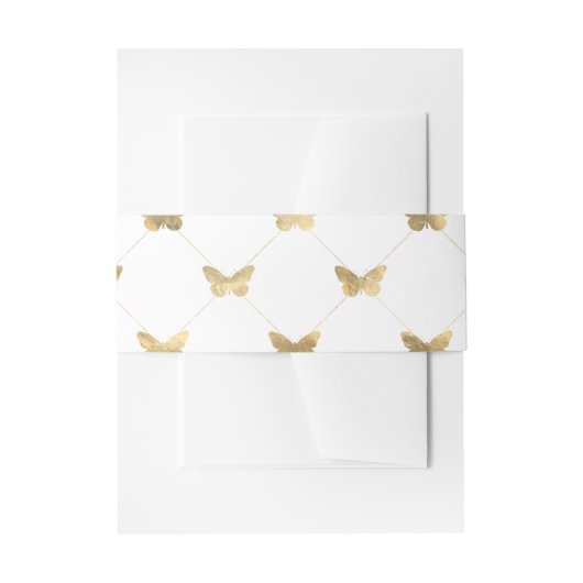 Faux Folie Gold Lattice Butterfly Patroon Uitnodigingen Wikkel (Voorkant Voorbeeld)