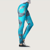 Faux-Folie: kleine look, zilver en blauwe luipaard Leggings (Rechts)