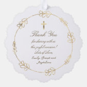 faux folie lijst Doop dank u Ornament Kaart (Achterkant)