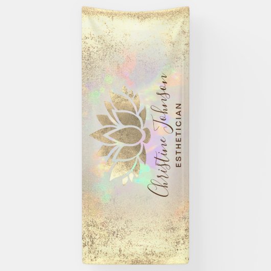 faux folie lotus op optische textuur spandoek (Verticaal)