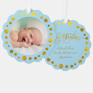 Faux folie Nieuwe Baby Boy Ornament Kaart
