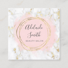 FAUX-foliecirkel roze waterverf op marmer Vierkante Visitekaartje