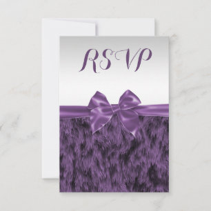 Faux Fourrure & Nœud Violet Invitation Anniversair