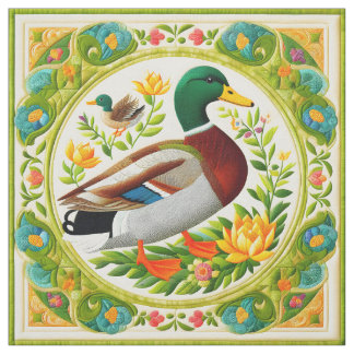 Faux geborduurd en gewatteerde look Mallard Duck Stof