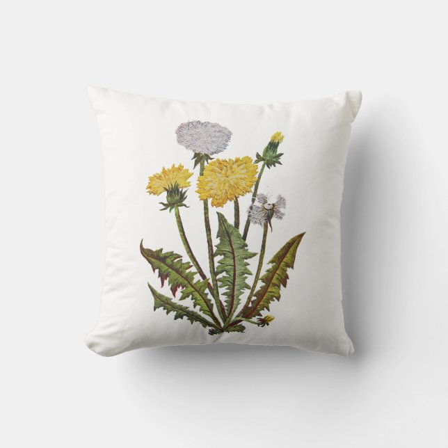 Faux geborduurde paardenbloemen kussen (Voorkant)