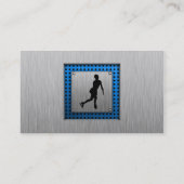 Faux, geborsteld metaal; afbeelding schaatsen visitekaartje (Achterkant)