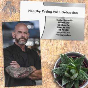 Faux, geborsteld staal, voorzijde, aangepaste foto visitekaartje