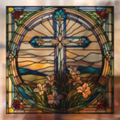 Faux gebrandschilderd-glas kerstkous groot raamsticker (Vel 2)