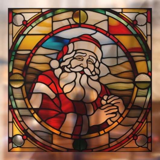 Faux gebrandschilderd Santa Claus Large Raamsticker (Vel 2)