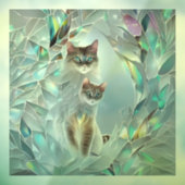 Faux gebroken glas twee katten gluren uit raamsticker (Vel 3)