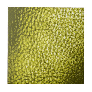 Faux geel groen leer- Design Solid Tegeltje