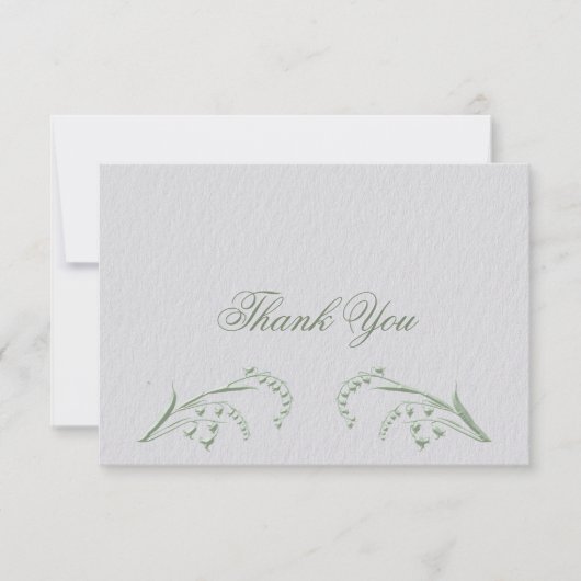 Faux gegraveerd Lily Valley Green formele bruiloft Bedankkaart (Voorkant)