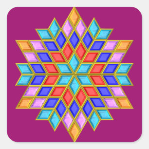 Faux Gemstone Star Quilt Vierkante Sticker