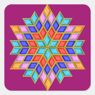 Faux Gemstone Star Quilt Vierkante Sticker