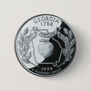 Faux Georgia State Quarter Ronde Button 5,7 Cm