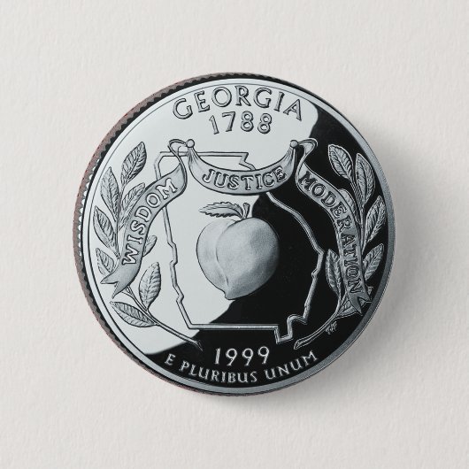 Faux Georgia State Quarter Ronde Button 5,7 Cm (Voorkant)