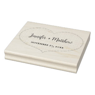 Faux gestikte boho hart gepersonaliseerde bruiloft 	rubberstempel