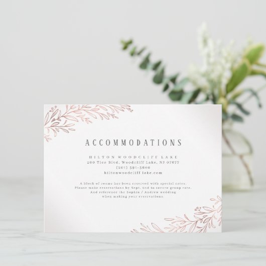 Faux Gilded Roos Gold Botanical accommodations Informatiekaartje (Staand voorkant)