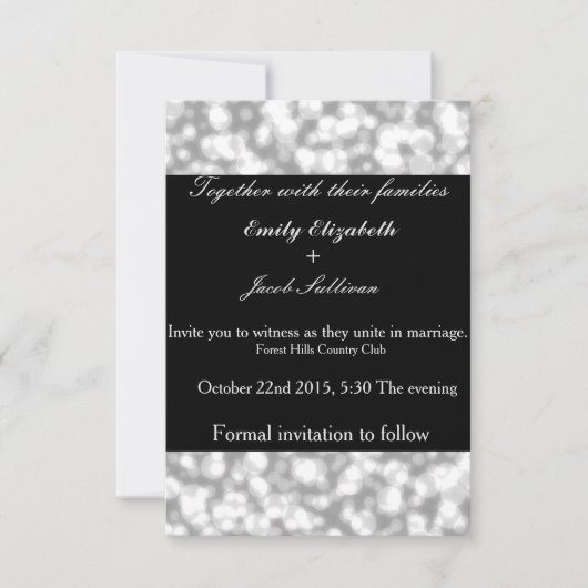 Faux Glamours Elegant Wedding Silver Lights Save The Date (Voorkant)
