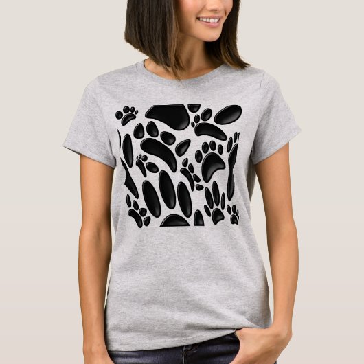 Faux Glanzend 3D Abstract Dog Pawprint T-shirt (Voorkant)