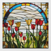 Faux Glas in lood bloeiende tulpentuin Raamsticker (Vel)