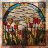 Faux Glas in lood bloeiende tulpentuin Raamsticker (Vel 2)