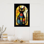 Faux Glas in lood Cat Poster (Keuken)