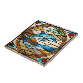 Faux Glas in lood Dolphin Tegeltje (Zijkant)