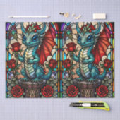 Faux Glas in lood Dragon met Roos Tissuepapier (Craft)