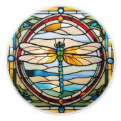 Faux Glas in lood Dragonfly Keramische Knop (Voorkant)