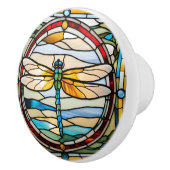 Faux Glas in lood Dragonfly Keramische Knop (Rechts)