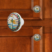 Faux Glas in lood Dragonfly Keramische Knop