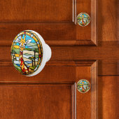 Faux Glas in lood Giraffe Keramische Knop