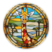 Faux Glas in lood Giraffe Keramische Knop (Voorkant)