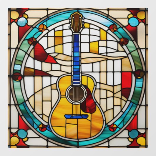 Faux Glas in lood Guitar Window Cling Raamsticker (Vel)