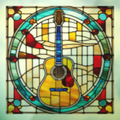 Faux Glas in lood Guitar Window Cling Raamsticker (Vel 3)