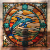 Faux Glas in lood Jumping Dolphin Raamsticker (Vel 2)