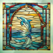 Faux Glas in lood Jumping Dolphin Raamsticker (Vel 3)