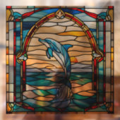 Faux Glas in lood Jumping Dolphin Raamsticker (Vel 2)