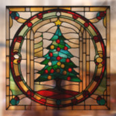 Faux glas-in-lood kerstboom groot raamsticker (Vel 2)