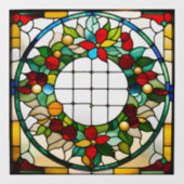 Faux glas-in-lood kerstkrans groot raamsticker (Vel)