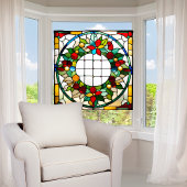 Faux glas-in-lood kerstkrans groot raamsticker