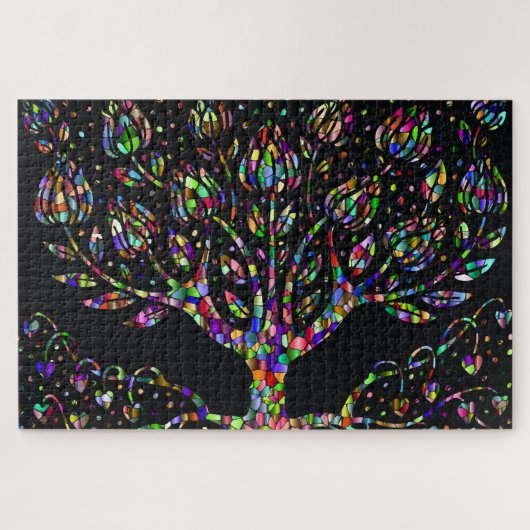 Faux Glas in lood Mosaic Tree Legpuzzel (Horizontaal)