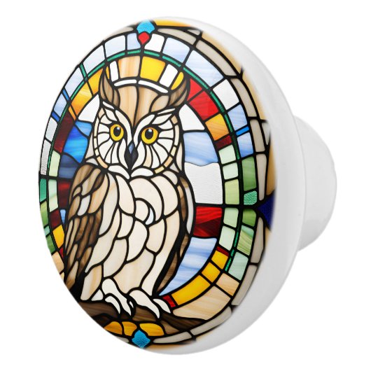 Faux Glas in lood Owl Keramische Knop (Rechts)