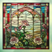 Faux Glas in lood Roos Garden Raamsticker (Vel 3)