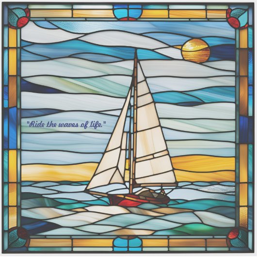 Faux Glas in lood Sailboat Sticker (Voorkant)